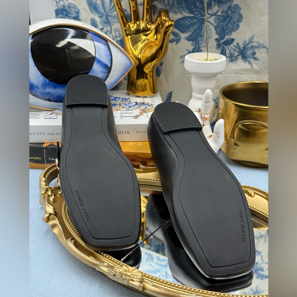 🆕 TORY BURCH 🧿 NWOB Selby Black Leather Square Toe Mary Jane Ballet Flats Sz 7 - Picture 14 of 14